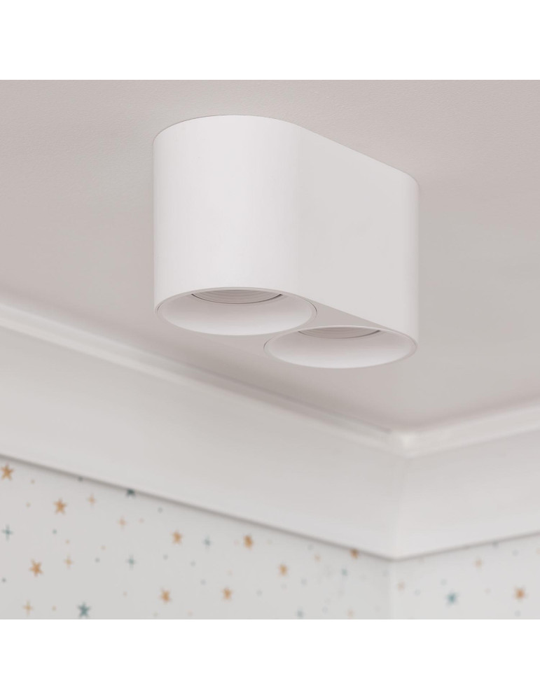 Plafonnier Space Double Blanc avec Ampoule GU10