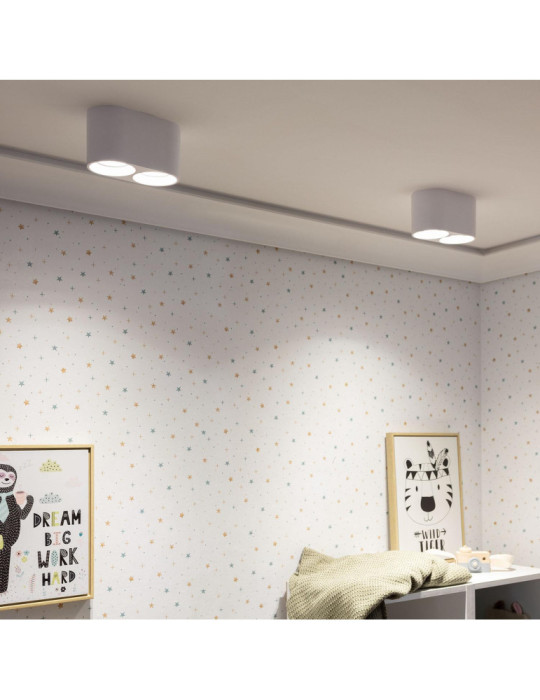 Plafonnier Space Double Blanc avec Ampoule GU10