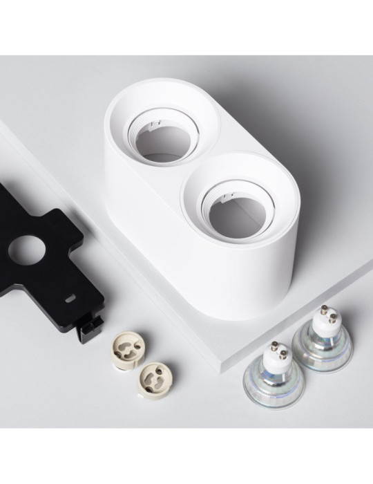 Plafonnier Space Double Blanc avec Ampoule GU10