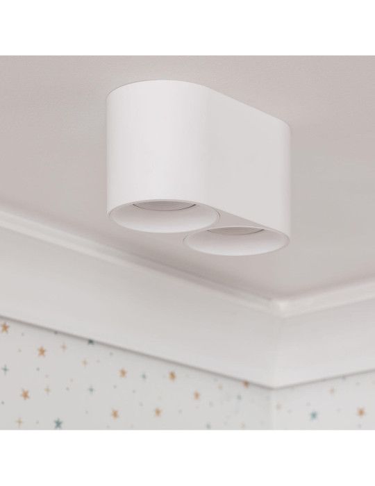 Plafonnier Space Double Blanc avec Ampoule GU10