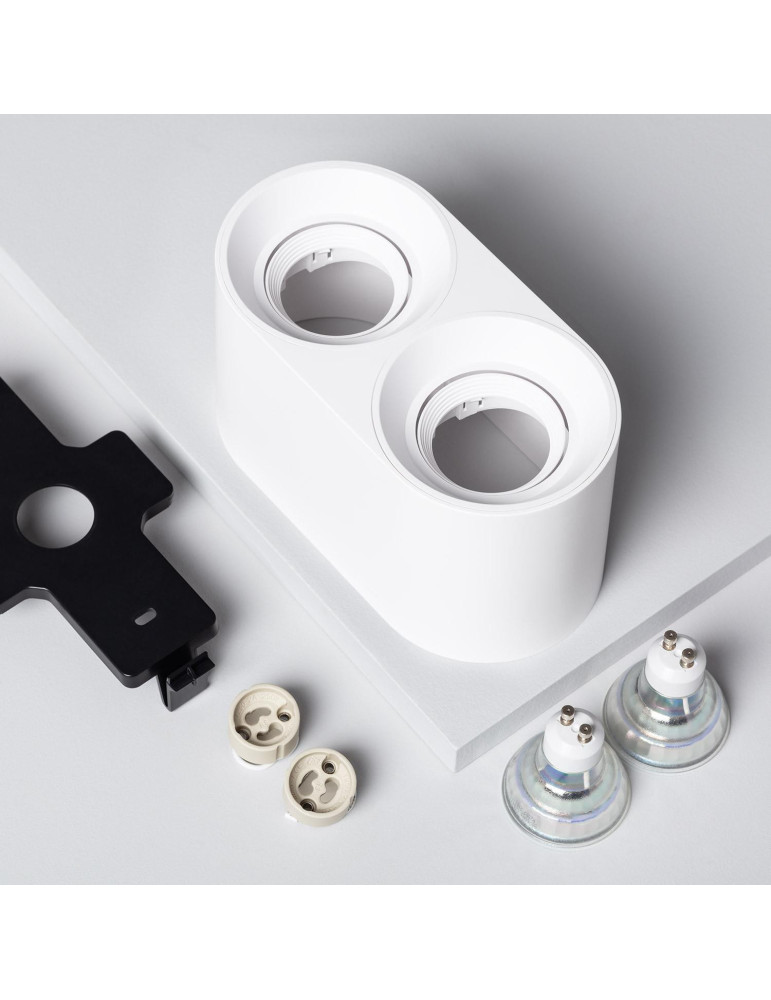 Plafonnier Space Double Blanc avec Ampoule GU10