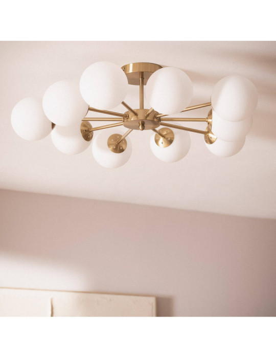 Plafonnier Métal et Verre Moonlight Brass 10 Spots