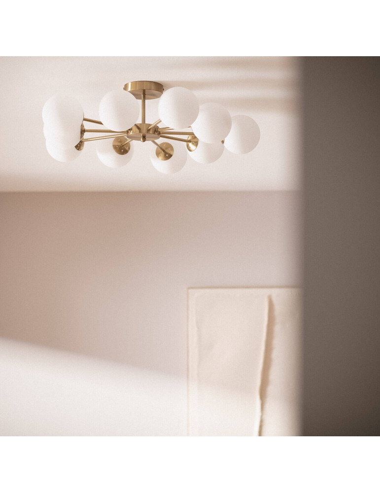 Plafonnier Métal et Verre Moonlight Brass 10 Spots