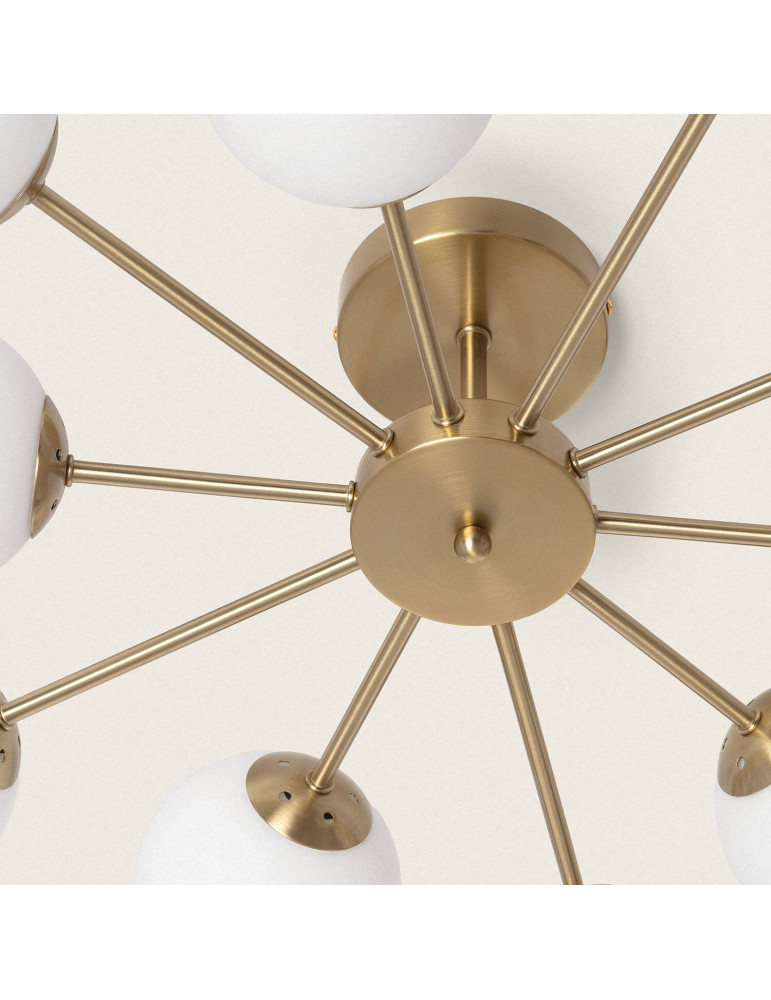 Plafonnier Métal et Verre Moonlight Brass 10 Spots