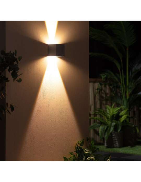 Applique Murale LED Extérieure Aluminium Eros 6W Éclairage Double Face Grise