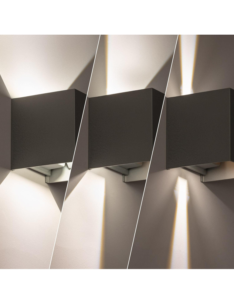 Applique Murale LED Extérieure Aluminium Eros 6W Éclairage Double Face Grise