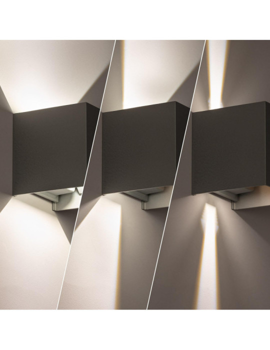 Applique Murale LED Extérieure Aluminium Eros 6W Éclairage Double Face Grise