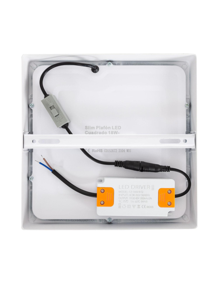 Plafonnier LED Carré 18W Extra-Plat CCT Sélectionnable 205x205 mm