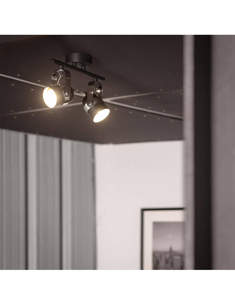 Plafonnier Orientable Aluminium Sinner 2 Spots Noir