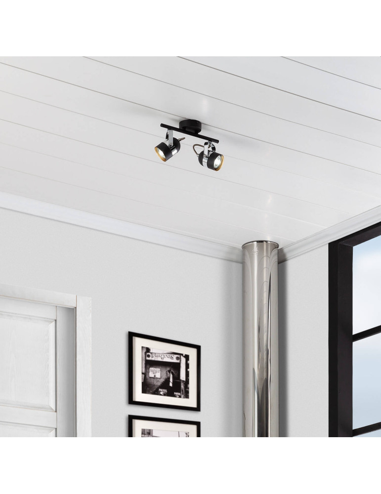 Plafonnier Orientable Aluminium Sinner 2 Spots Noir