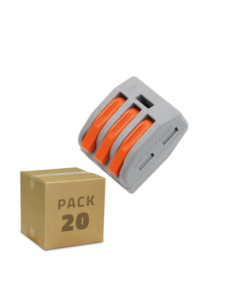 Pack 20 Connecteurs Rapides 3 Entrées PCT-213 pour Câble Électrique de 0.08-4mm² Pack 20 Connecteurs Rapides 3 Entrées PCT-213 pour Câble Électrique de 0.08-4mm²