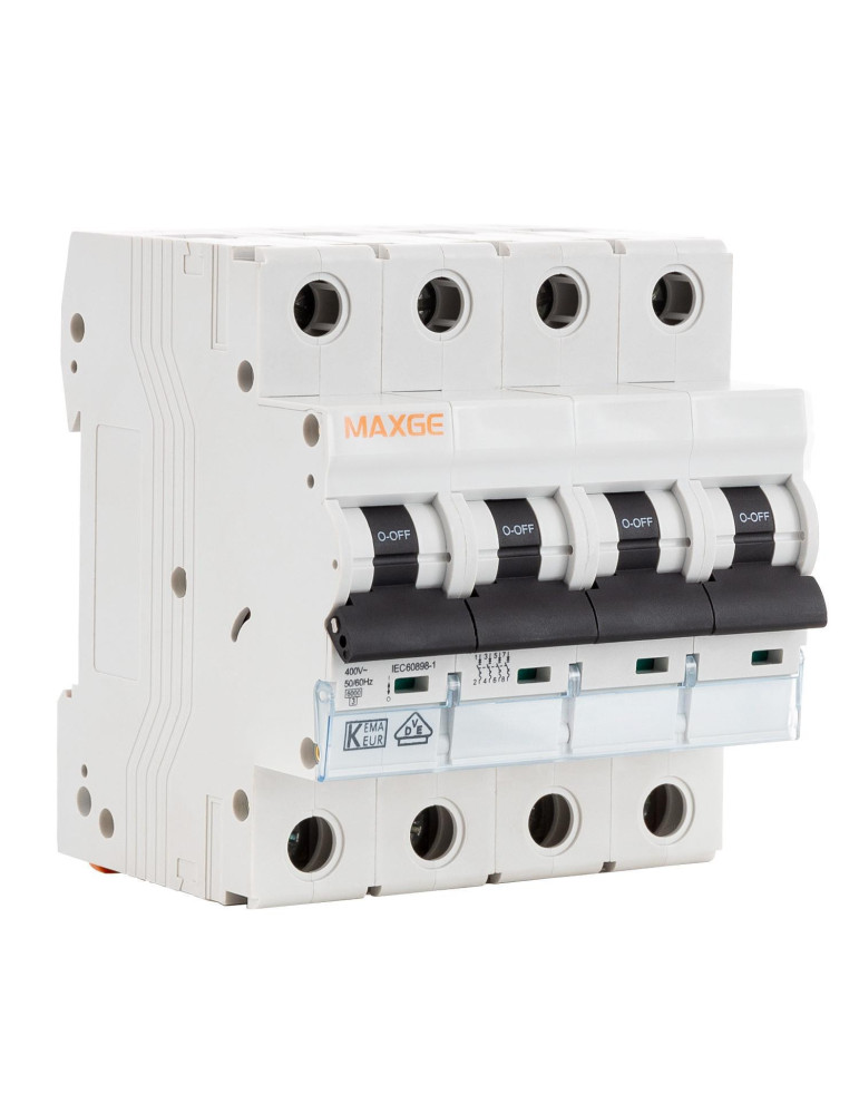 Disjoncteur Résidentiel 4P-6kA 10-63A Courbe C MAXGE Disjoncteur Résidentiel 4P-6kA 10-63A Courbe C MAXGE