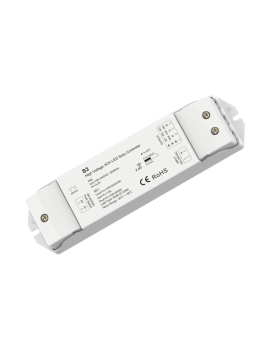 Contrôleur Variateur pour Ruban LED RGB-CCT 220-240V AC Compatible avec Bouton-Poussoir et Télécommande RF