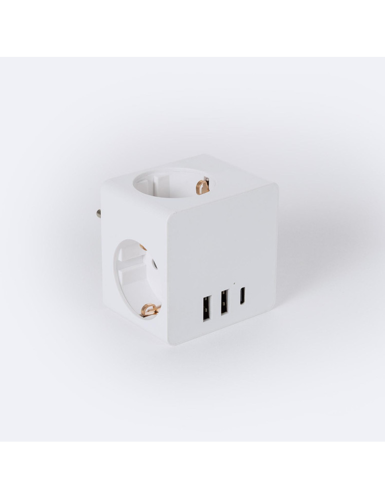 Adaptateur de prise Triple Type F Schuko 2 USB + 1 USB-C