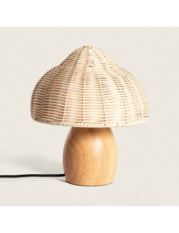 Lampe à Poser Bois et Rotin Karava