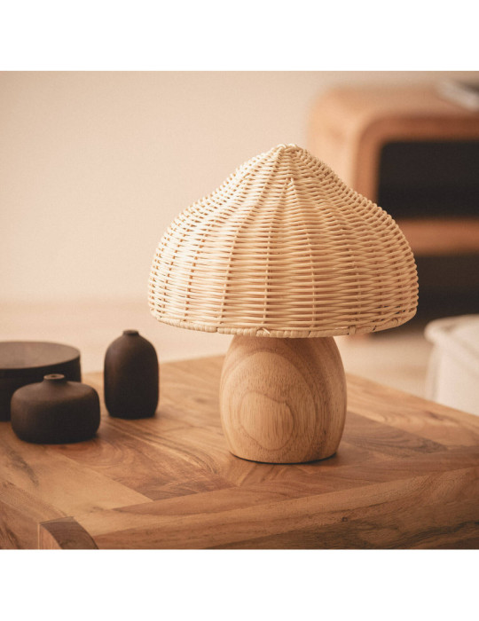 Lampe à Poser Bois et Rotin Karava