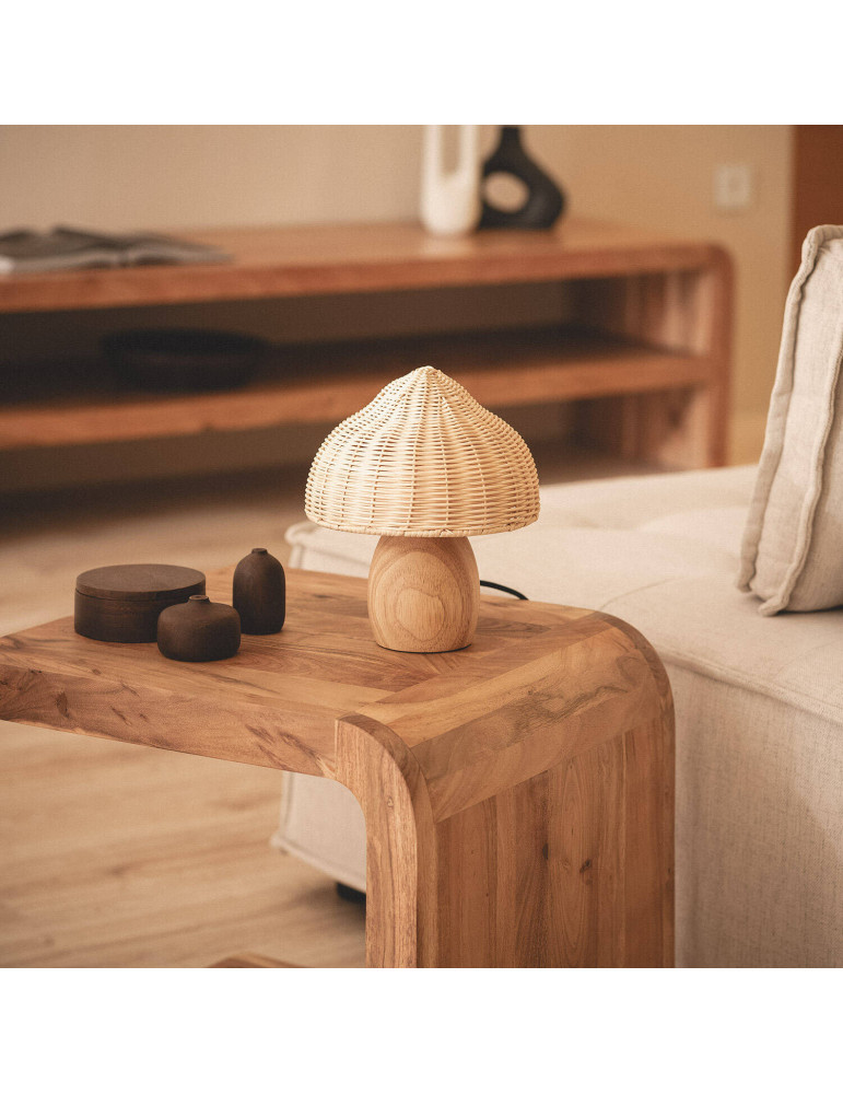 Lampe à Poser Bois et Rotin Karava