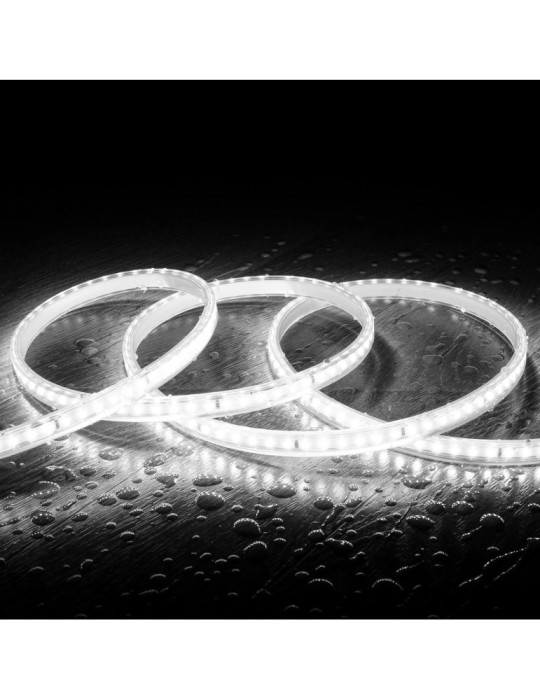 Ruban LED 220V SMD2835 120LED/m Blanc Froid IP65 Largeur 12mm Coupe tous les 100cm Ruban LED 220V SMD2835 120LED/m Blanc Froid IP65 Largeur 12mm Coupe tous les 100cm