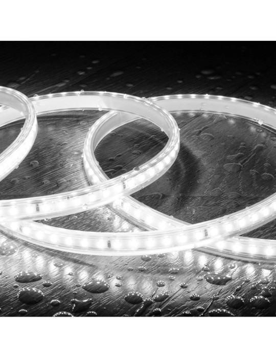 Ruban LED 220V SMD2835 120LED/m Blanc Froid IP65 Largeur 12mm Coupe tous les 100cm