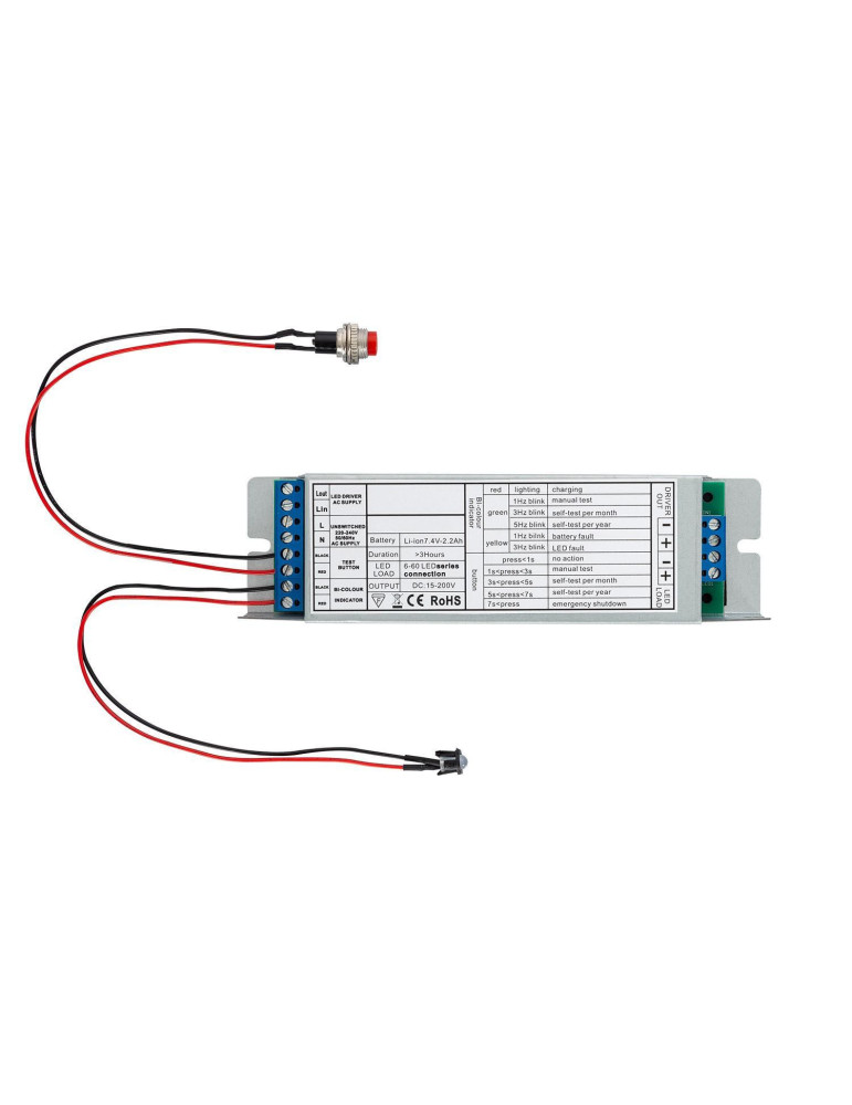 Kit d'Urgence pour Luminaires LED Non permanent avec Bouton Autotest
