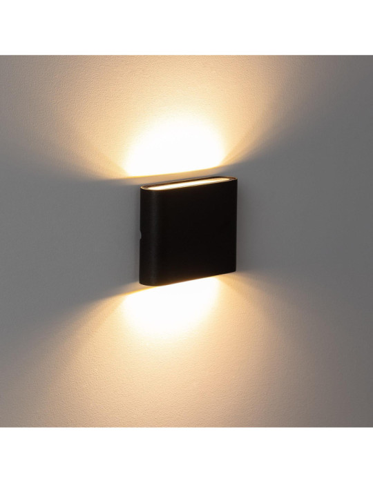 Applique Murale Extérieure LED 6W Aluminium Carrée Éclairage Double Face Noire