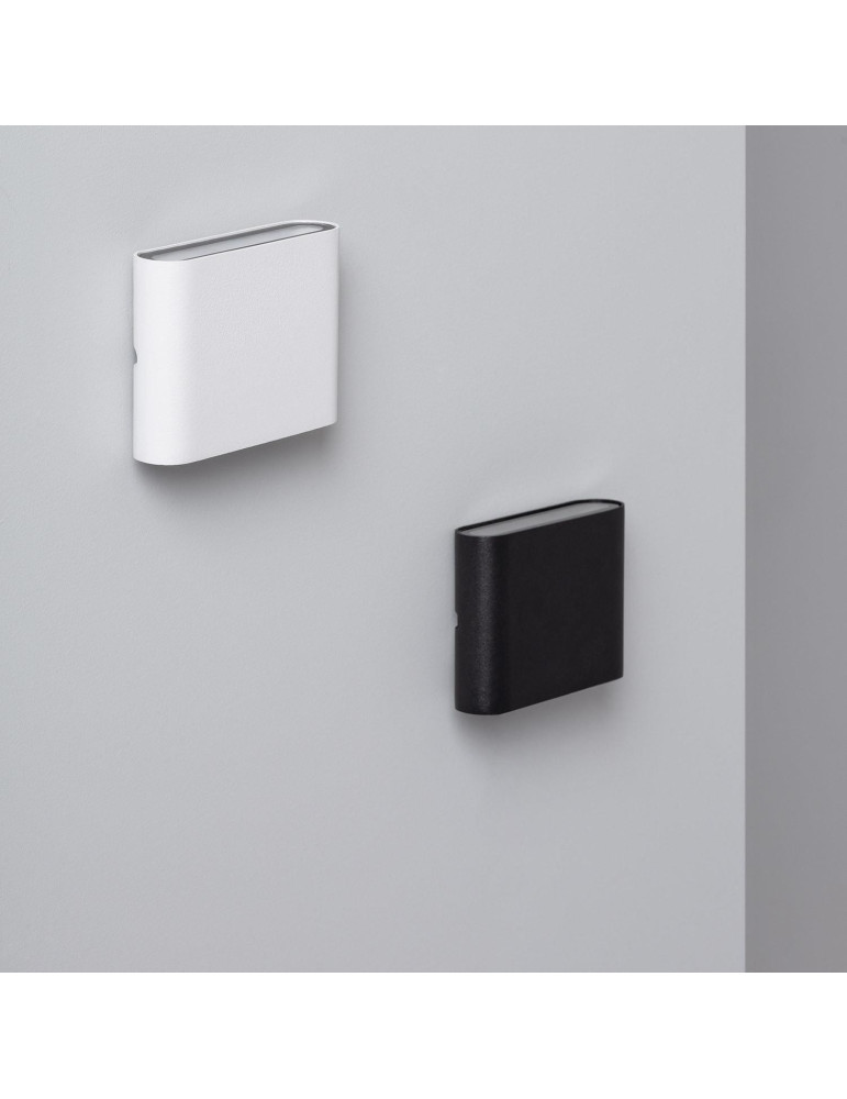 Applique Murale Extérieure LED 6W Aluminium Carrée Éclairage Double Face Noire