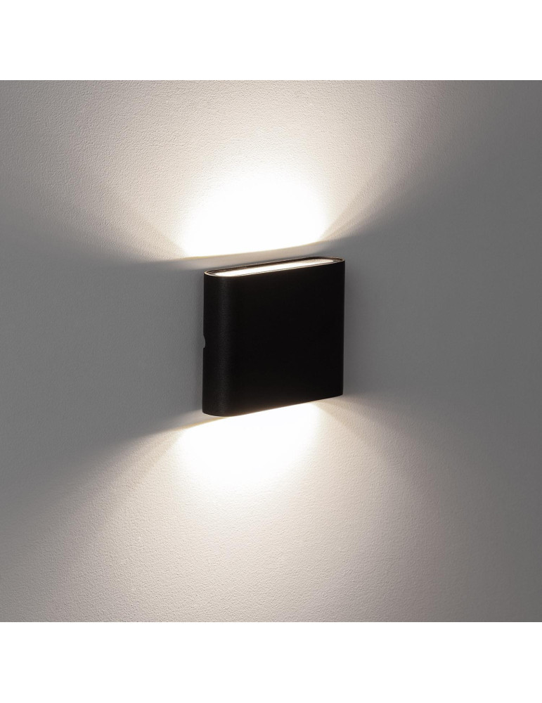 Applique Murale Extérieure LED 6W Aluminium Carrée Éclairage Double Face Noire