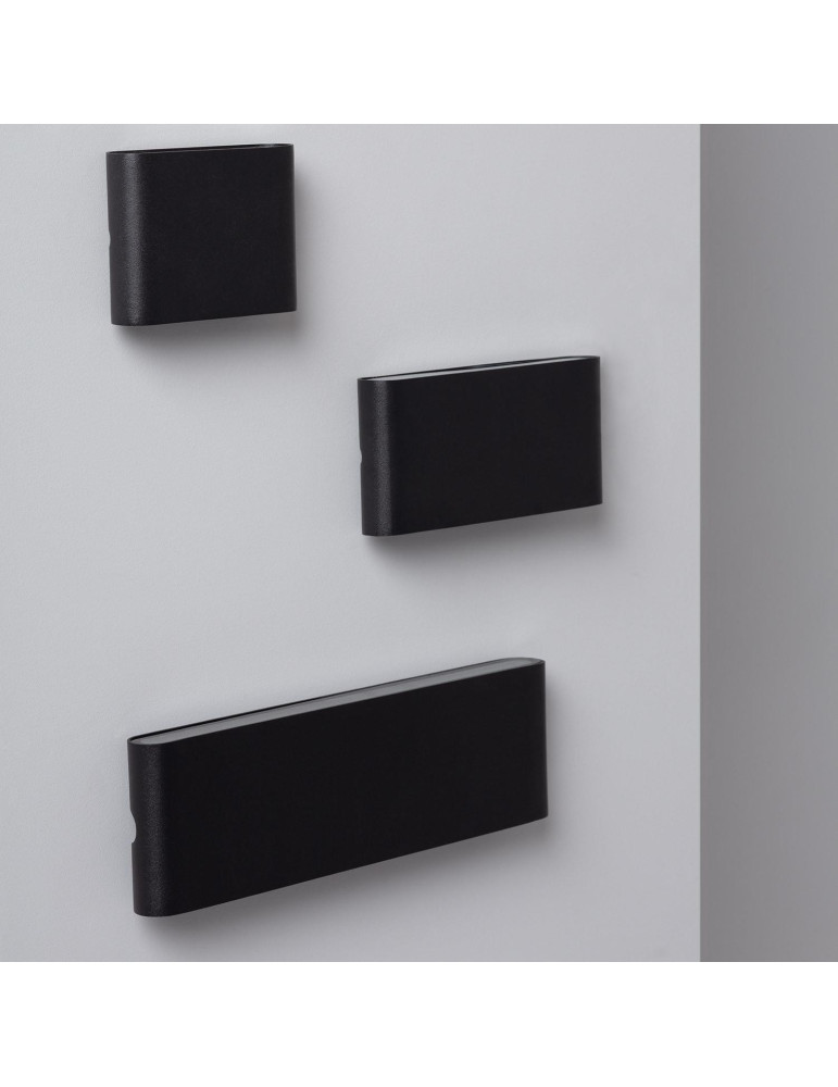 Applique Murale Extérieure LED 6W Aluminium Carrée Éclairage Double Face Noire