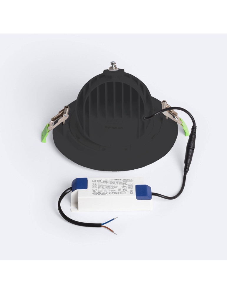 Downlight LED 38W Rond Orientable OSRAM CCT 120 lm/W LIFUD Coupe Ø 170 mm Noir