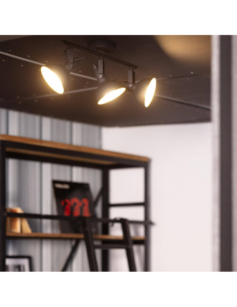 Plafonnier Orientable Aluminium Emer 3 Spots Noir
