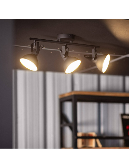 Plafonnier Orientable Aluminium Emer 3 Spots Noir