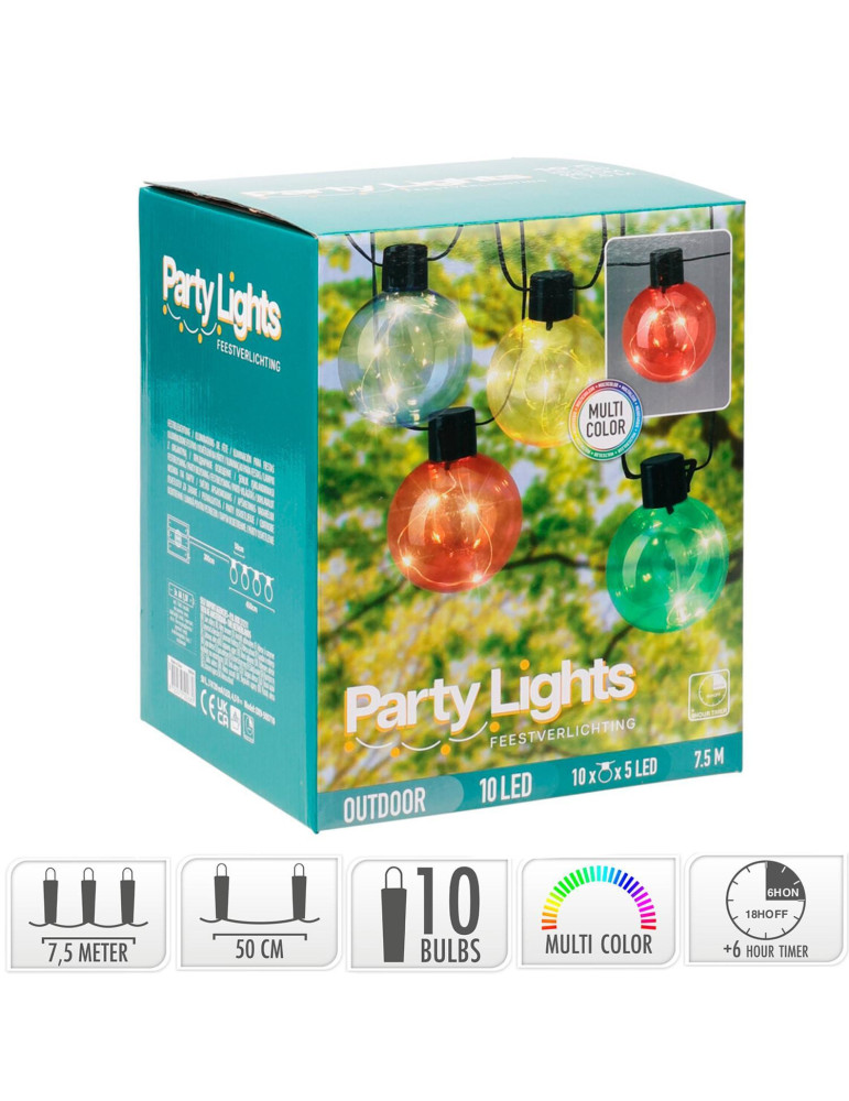Guirlande Extérieure LED RGB de 10 Ampoules Jarli 7.5m