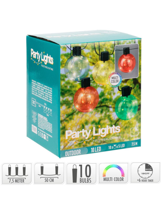 Guirlande Extérieure LED RGB de 10 Ampoules Jarli 7.5m