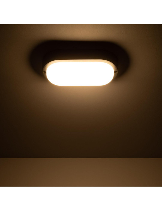 Plafonnier LED Extérieur Ovale 15W Hublot Black IP65 85x173 mm