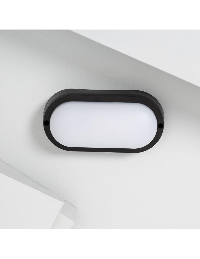 Plafonnier LED Extérieur Ovale 15W Hublot Black IP65 85x173 mm