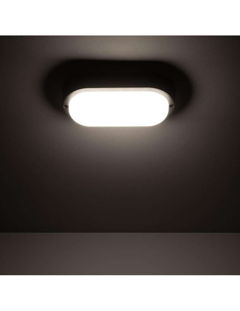Plafonnier LED Extérieur Ovale 15W Hublot Black IP65 85x173 mm