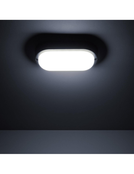 Plafonnier LED Extérieur Ovale 15W Hublot Black IP65 85x173 mm