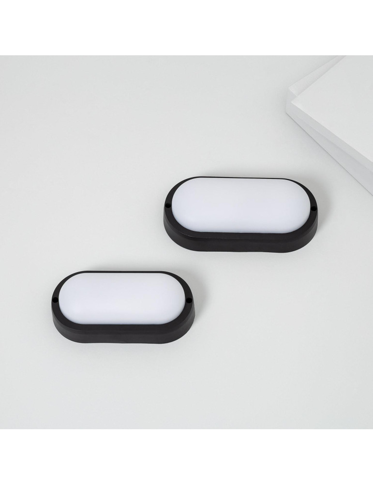 Plafonnier LED Extérieur Ovale 15W Hublot Black IP65 85x173 mm