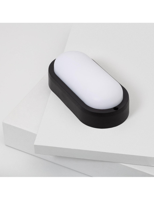 Plafonnier LED Extérieur Ovale 15W Hublot Black IP65 85x173 mm