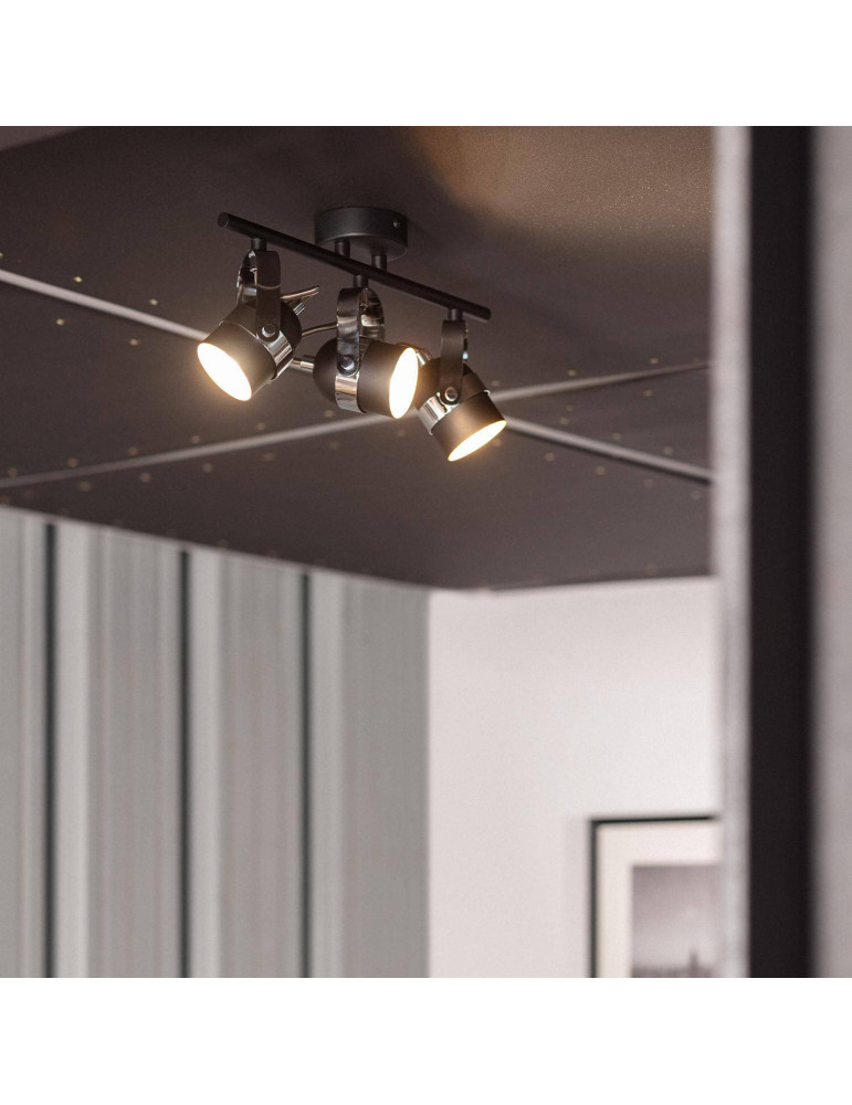 Plafonnier Orientable Aluminium Sinner 3 Spots Noir