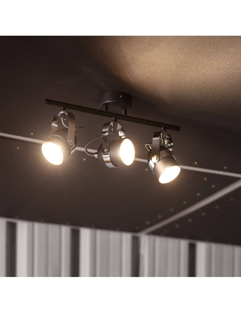 Plafonnier Orientable Aluminium Sinner 3 Spots Noir