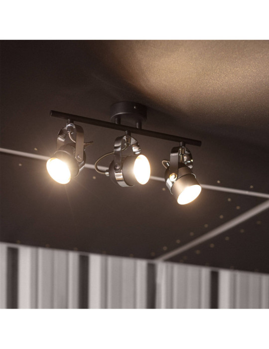 Plafonnier Orientable Aluminium Sinner 3 Spots Noir
