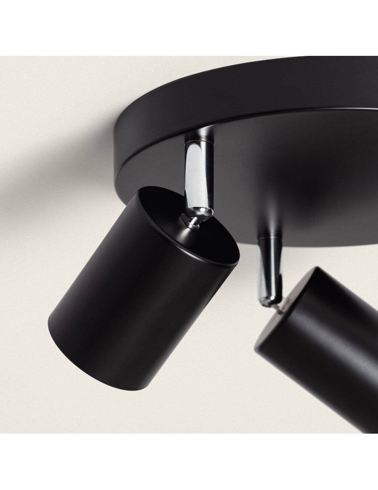Plafonnier Orientable Rond Métal 3 Spots Albus Black