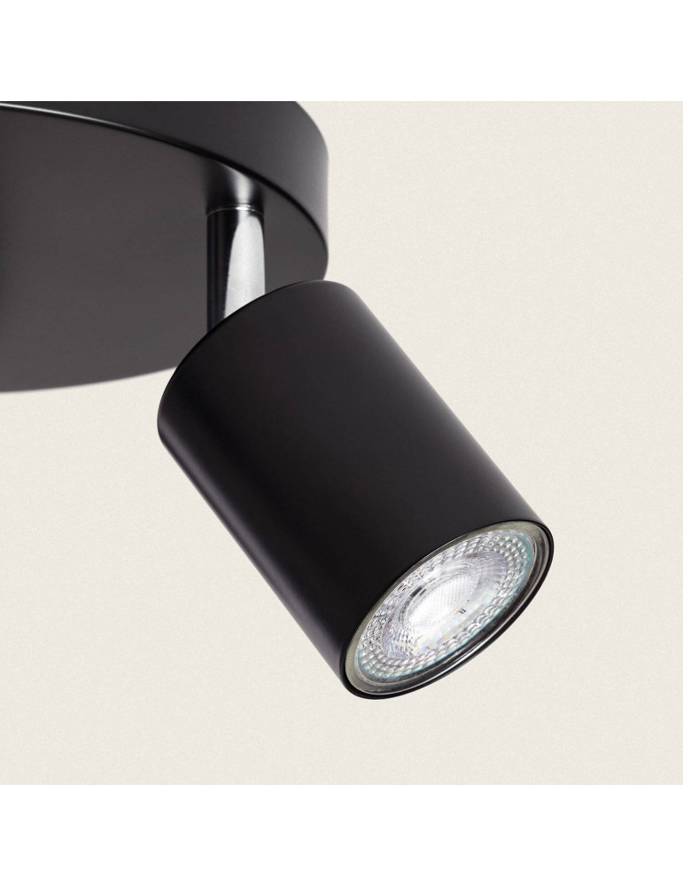 Plafonnier Orientable Rond Métal 3 Spots Albus Black