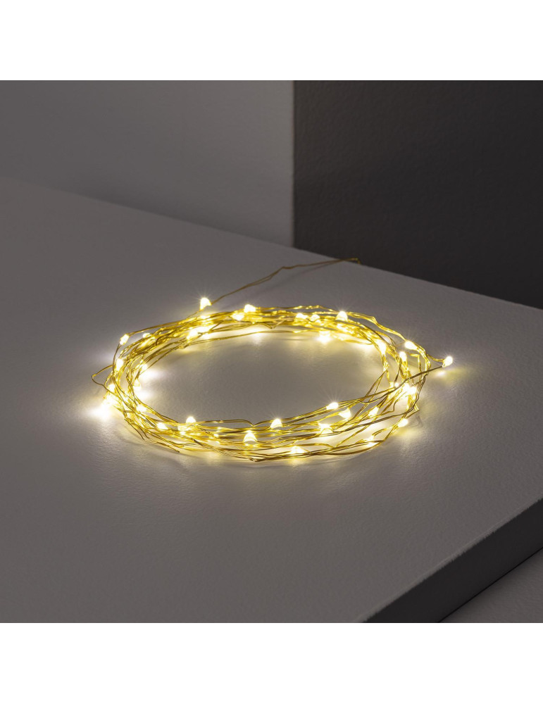 Guirlande LED Fil de Fer Dorée à Piles 10m