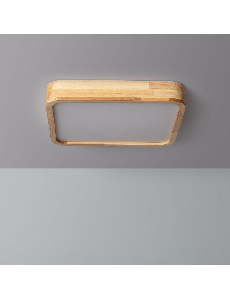 Plafonnier LED Carré Bois 20W CCT Sélectionnable Kayu 400x400 mm