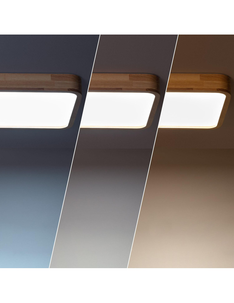 Plafonnier LED Carré Bois 20W CCT Sélectionnable Kayu 400x400 mm