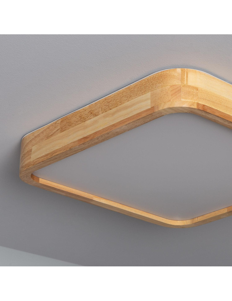 Plafonnier LED Carré Bois 20W CCT Sélectionnable Kayu 400x400 mm
