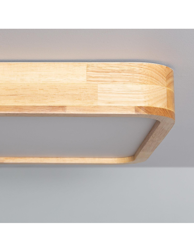 Plafonnier LED Carré Bois 20W CCT Sélectionnable Kayu 400x400 mm