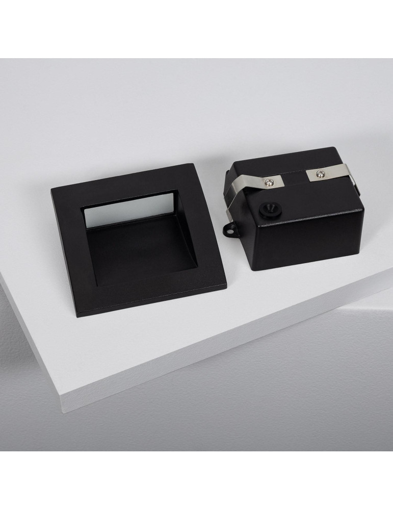 Balise LED Extérieure 4W Encastrable au Mur Carrée Leif Noire